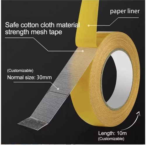 Geniş 10 Metre * 3 Cm Çift taraflı Süper Güçlü Yapışkan Yapıştırıcı Bant Isıya Dayanıklı 