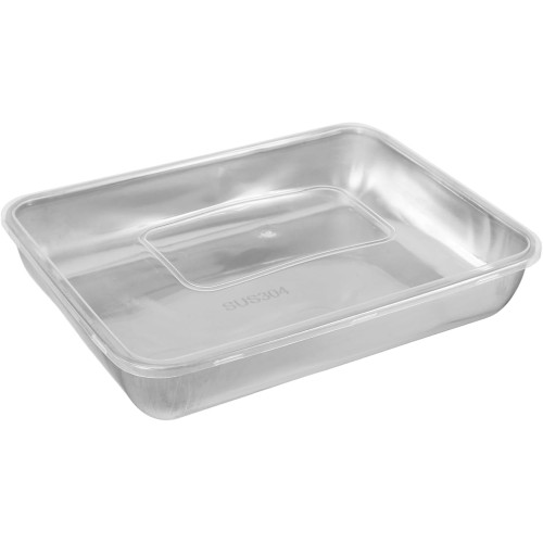 Çok Amaçlı Paslanmaz Çelik Fırın ve Saklama Kabı (25x20x5 cm) Çok Amaçlı Paslanmaz Çelik Fırın ve Saklama Kabı (25x20x5 cm)