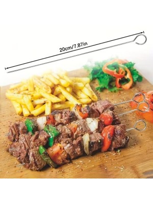 10 Adet Paslanmaz Çelik Mangal Şişi Seti – 20 cm Metal Çöp Şiş ve Izgara Şişleri