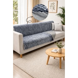 Kaymaz Tabanlı Kabartmalı Peluş Çok Amaçlı Örtü