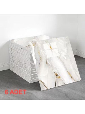6"LI SET VİNİL BEYAZ MERMER DESENLİ ALÜMİNYUM PLASTİK DUVAR STİCKER (30X30)
