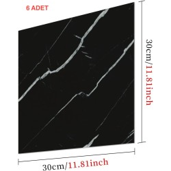 6"LI SİYAH MERMER DESENLİ ALÜMİNYUM PLASTİK DUVAR STİCKER (30*30) 