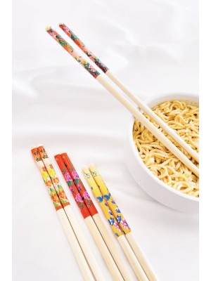 Desenli Organik Bambu Çin Çubuğu Chop Sticks 10 Çift