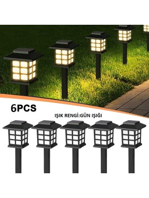 Güneş Enerjili Solar 5w Çim Armatürü Gün Işığı Sarı Led 6 Lı Set