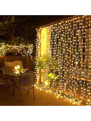 8 Fonksiyonlu 2.5 X 2.5 Metre Perde Led 12 Saçaklı 180 Ledli Kablolu Fişli 