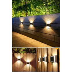 4 Lü Metal Modern Solar Duvar Lamba Dekorasyon Aydınlatma Aplik 6 ledli Güneş Enerji Işığı 