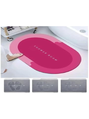 Büyük Boy Pembe Süper Su Emici Kaymaz Tabanlı Banyo Paspası ( 80*50 )cm